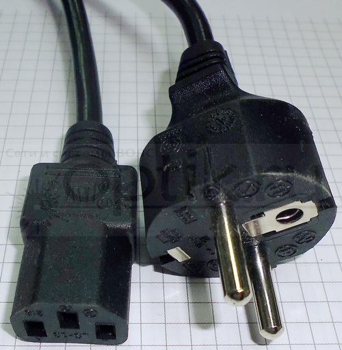 Шнур питания 220В вилка Schuko(CEE 7/7) - розетка АС-102/С13 3м 6А Шнур питания 220В вилка Schuko(CEE 7/7) - розетка АС-102/С13 3м 6А