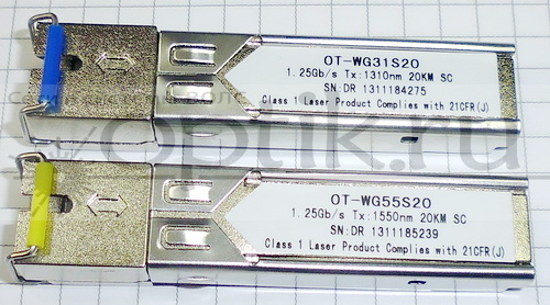 Трансивер 1000 комплект SFP/SC SM 1.3/1.5+1.5/1.3 20км OT (OT-WG31S20 +OT-WG55S20) OT-WDM-SFP-20SC Трансивер 1000 комплект SFP/SC SM 1.3/1.5+1.5/1.3 20км OT (OT-WG31S20 +OT-WG55S20) OT-WDM-SFP-20SC