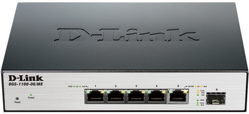 Коммутатор 5х10/100/1000 +1хSFP упр L2 D-Link DGS-1100-06/ME Коммутатор 5х10/100/1000 +1хSFP упр L2 D-Link DGS-1100-06/ME
